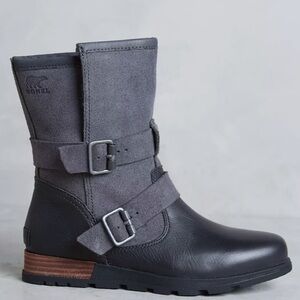 Sorel Major Leather and Suede Foldover Moto Boots
